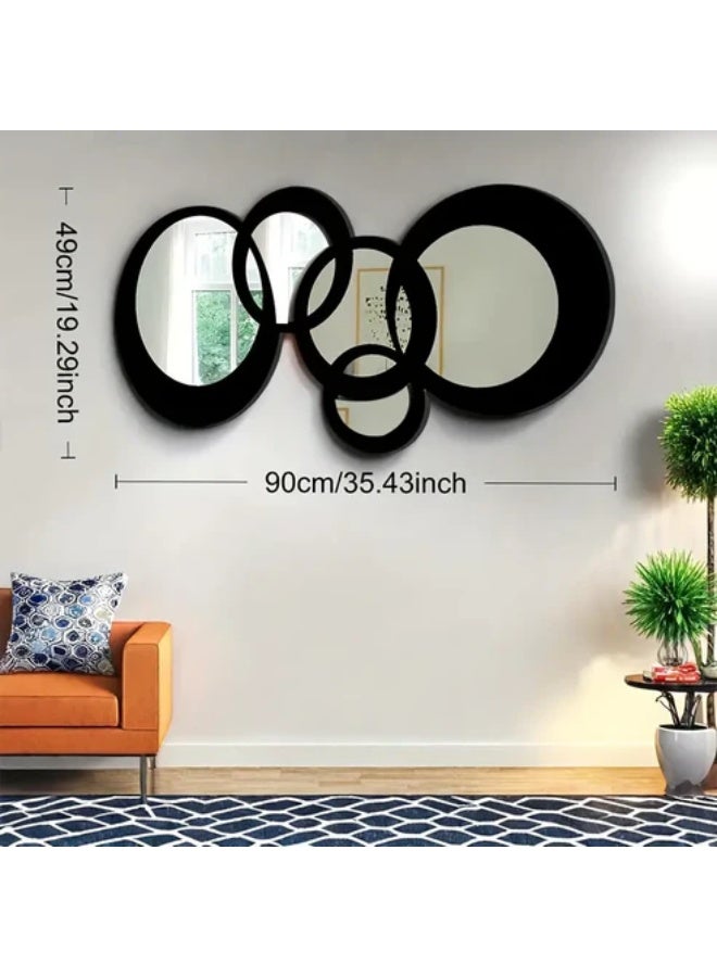 EMAAZZ LLC Modern Decorative Wall Mirror with Circular Ring Design | Large Black Frame Mirror Art for Living Room Bedroom and Hall - Image 2